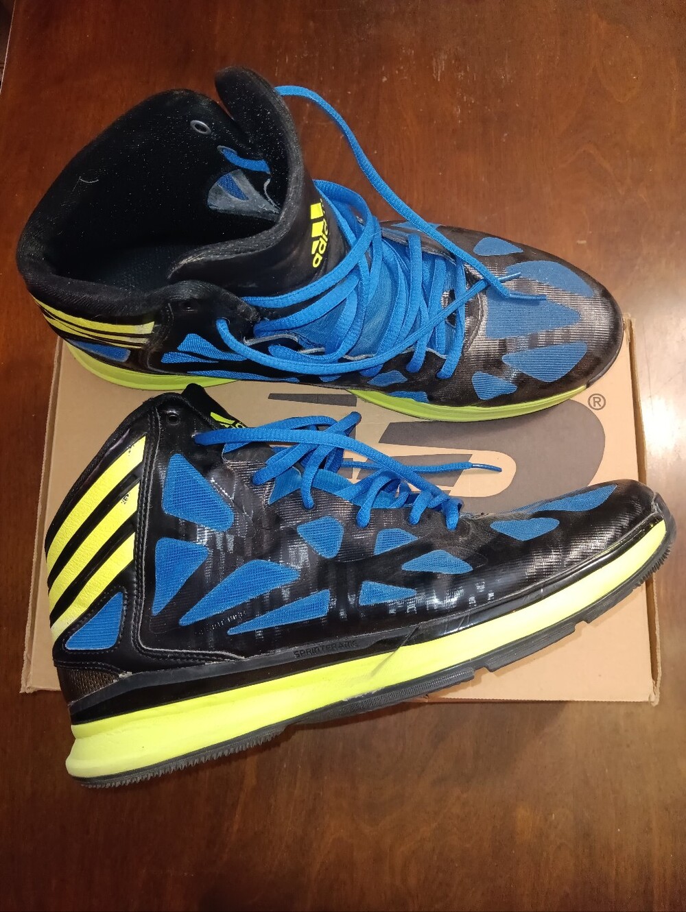 Adidas Men’s Size 13 Blue & Yellow Low-Top Basketball Sneakers